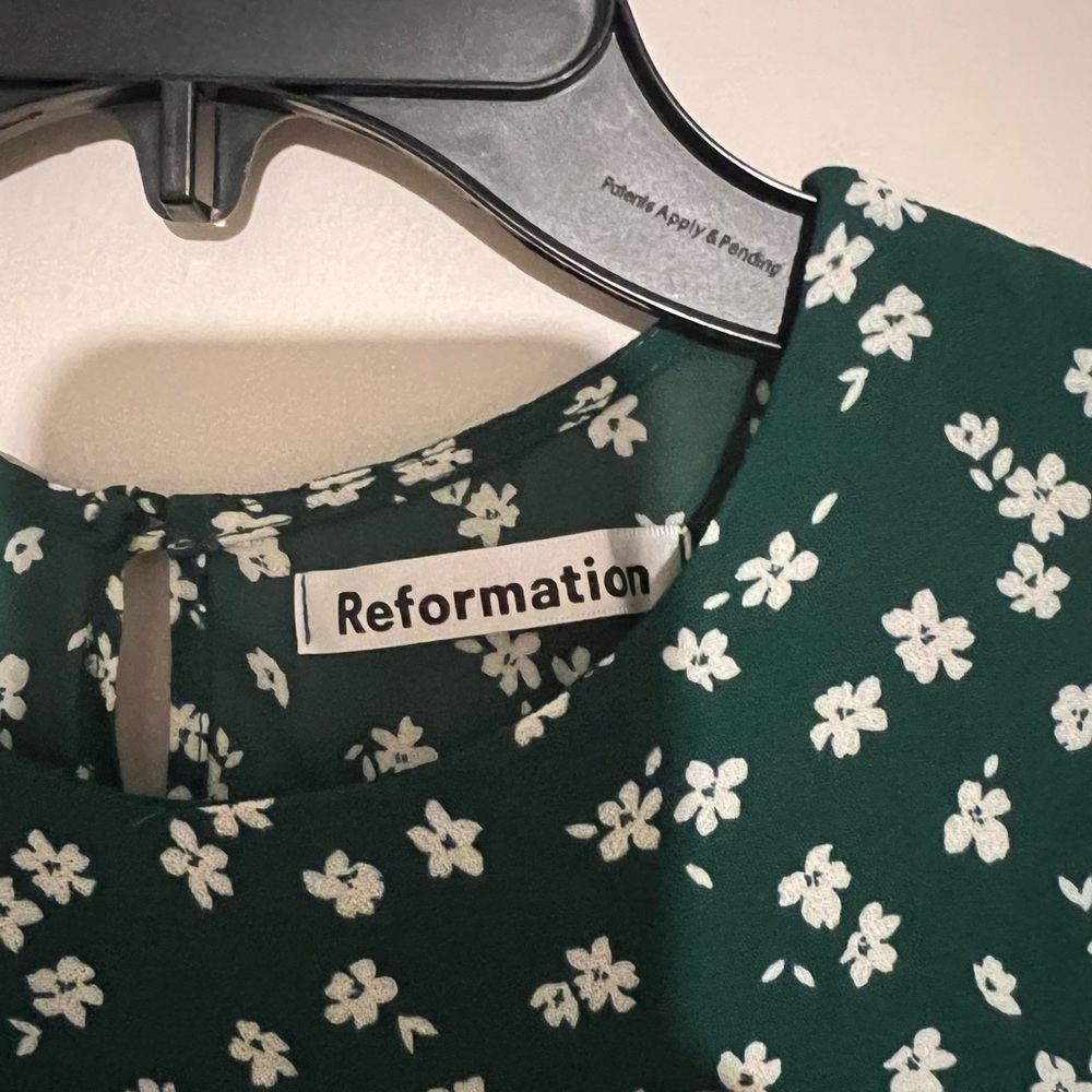 Reformation Oakley Midi Dress Green and White Floral Short Sleeve Small - Picture 11 of 14